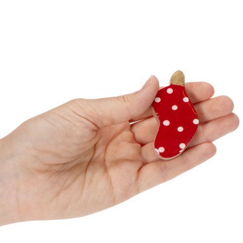 Socken aus Holz, rot mit weißen Punkten, 6 cm, 8 Stück, Tischdekoration Weihnachten | Floristik24.at