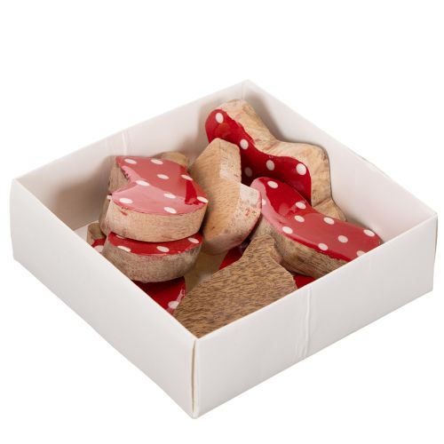 Socken aus Holz, rot mit weißen Punkten, 6 cm, 8 Stück, Tischdekoration Weihnachten | Floristik24.at