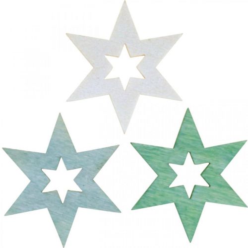 Floristik24 Holzsterne Deko Streudeko Weihnachten Grün H4cm 72 St