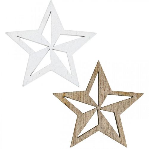 Floristik24 Holzsterne Deko Streudeko Weihnachten Weiß/Natur 3,5cm 48St