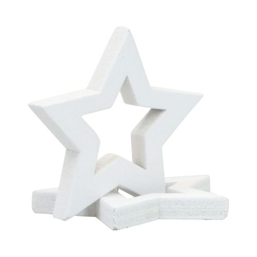 Streudeko Weihnachten Sterne Weiß Holzsterne Ø4cm 54St