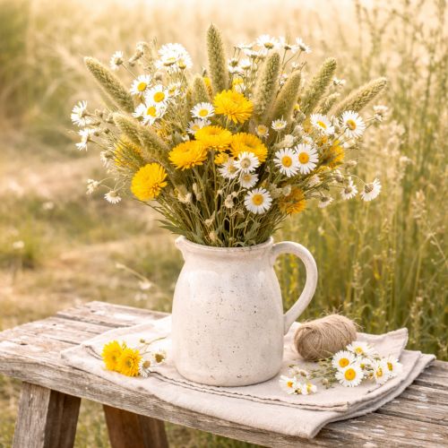 Artikel Strohblume Gelb getrocknet Helichrysum Trockenblumen Deko Bund 100g