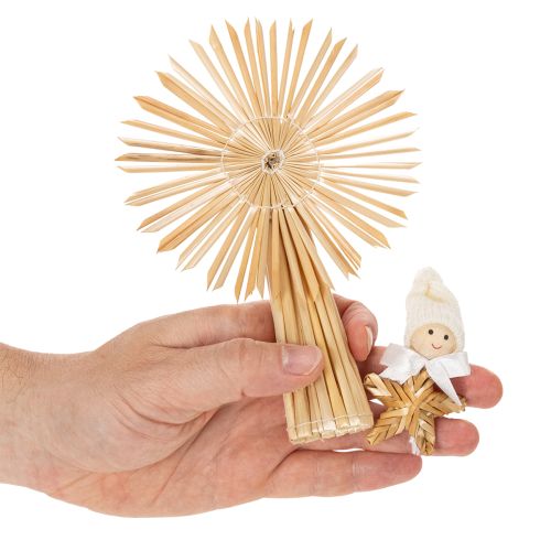 Strohstern Set aus naturfarbenem Stroh, Christbaumschmuck, Figuren und Sterne, 35-teilig | Floristik24.at