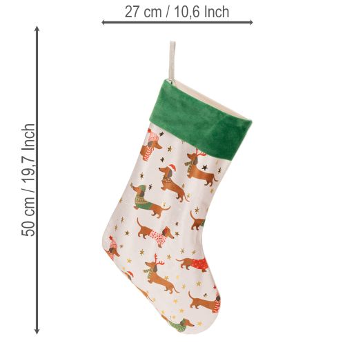 Weihnachtssocke mit Dackel-Motiv 50 cm aus Stoff | Floristik24.at