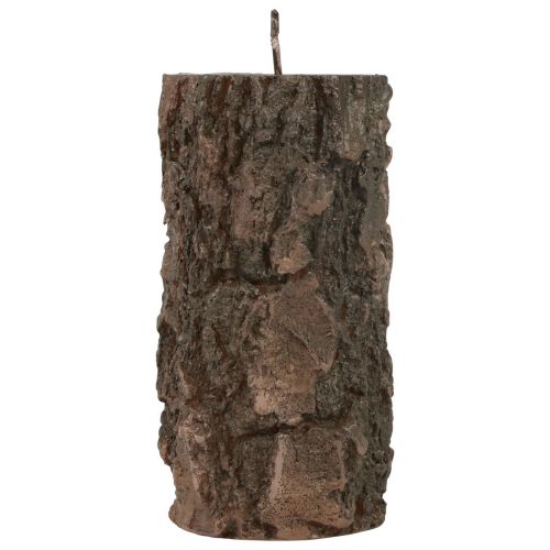 Floristik24 Stumpenkerze Baumstamm Deko Kerze Braun 130/65mm 1 St