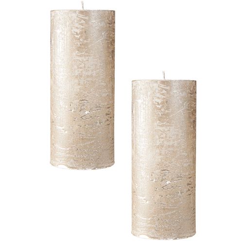 Artikel Stumpenkerzen durchgefärbt Hellgold 85×200mm 2 St