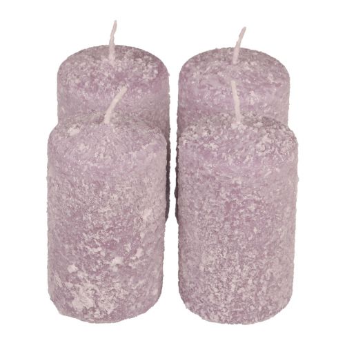Floristik24 Stumpenkerzen Winter Weihnachtskerzen Lila 60×100mm 4 St