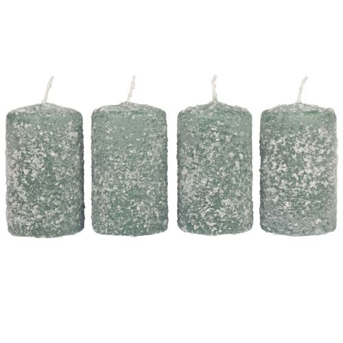 Floristik24 Stumpenkerzen Winter Weihnachtskerzen Grün 60×100mm 4St
