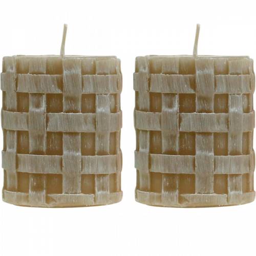 Floristik24 Stumpenkerzen Rustic Braun 80/65 Kerzen rustikal Kerzendeko 2 St