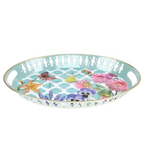 Floristik24 Tablett Blumenmotiv oval 42cm x 33cm