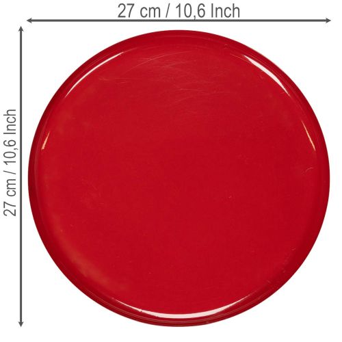Deko-Tablett Metall 27 cm Rot