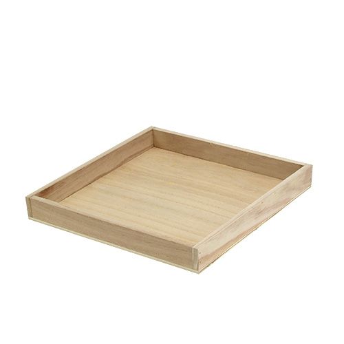 Floristik24 Tablett aus Holz mittel Natur 24,5cm x 24,5cm H3cm