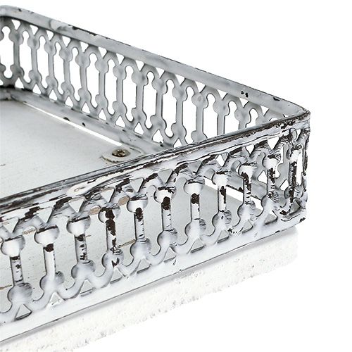 Floristik24 Tablett eckig 36cm x 13cm H 4cm Weiß 1St