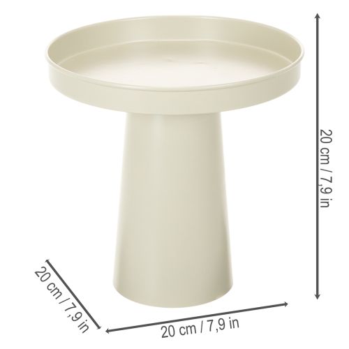 Tablett aus Metall mit Fuß 20 cm Beige-Grau für Kerzen und Figuren | Floristik24.at