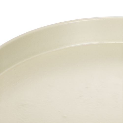 Tablett aus Metall mit Fuß 20 cm Beige-Grau für Kerzen und Figuren | Floristik24.at
