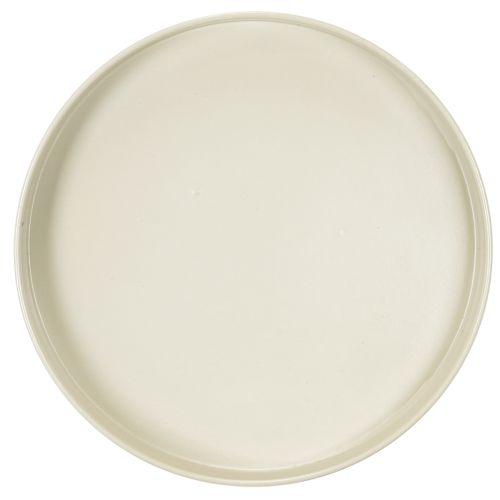 Tablett aus Metall mit Fuß 20 cm Beige-Grau für Kerzen und Figuren | Floristik24.at