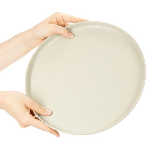 Dekotablett Metall 30 cm Beige Runde Form für Wohnraum | Floristik24.at