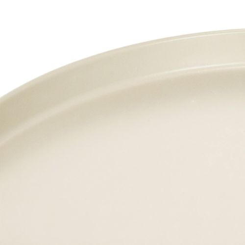 Dekotablett Metall 30 cm Beige Runde Form für Wohnraum | Floristik24.at
