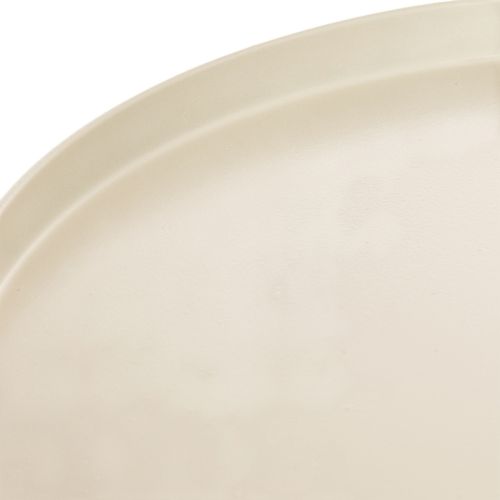 Runder Dekoteller aus Metall beige 40 cm mit 20 cm hohem Fuß | Floristik24.at