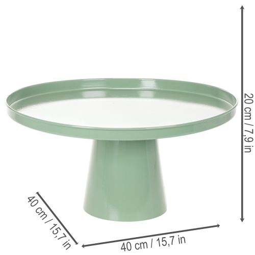 Runder Metall Dekotisch Grün mit hohem Rand – 40 cm Durchmesser, 20 cm Höhe | Floristik24.at