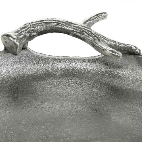 Floristik24 Deko Tablett Hirschgeweih Silbern Aluminium Rund Ø30cmH4,5cm