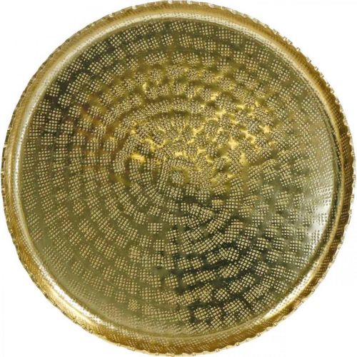 Floristik24 Metalltablett rund, Dekoteller Golden, orientalische Deko Ø30cm