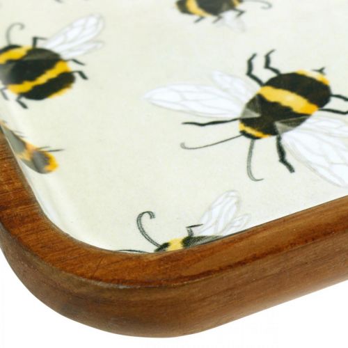 Floristik24 Deko Tablett Holz eckig Bienen Sommerdeko Tablett 35×23,5×2cm