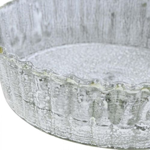 Floristik24 Metallteller Biskuitform, Dekotablett rund, Tischdeko Weiß gewaschen Ø14cm H4cm