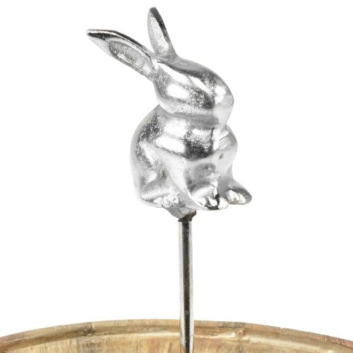 Artikel Holztablett Natur Hase Deko Metall Silber Ø27,5cm H21cm