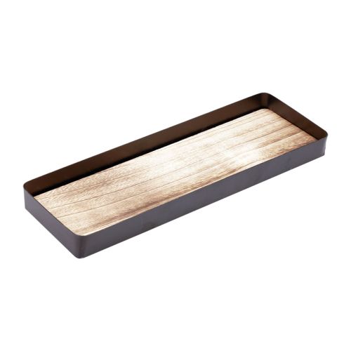 Floristik24 Dekotablett Metall Holz Metalltablett Holzboden 34,5×11×3cm