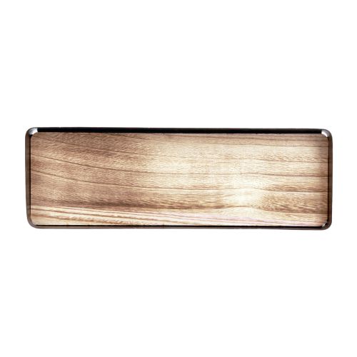 Floristik24 Dekotablett Metall Holz Metalltablett Holzboden 34,5×11×3cm