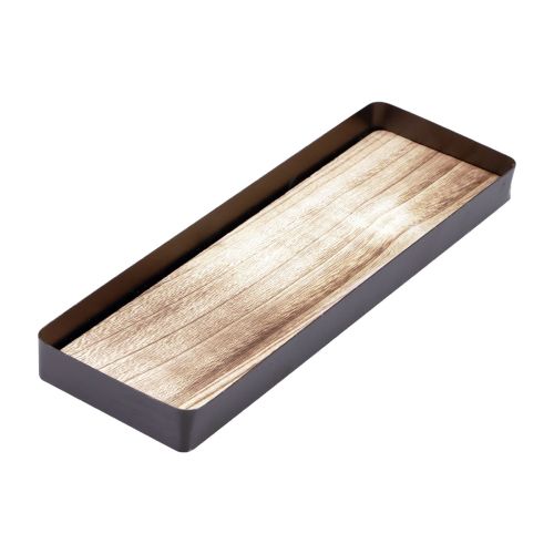 Floristik24 Dekotablett Metall Holz Metalltablett Holzboden 34,5×11×3cm