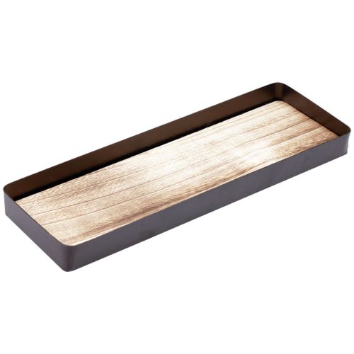 Floristik24 Dekotablett Metall Holz Metalltablett Holzboden 40x13x3cm