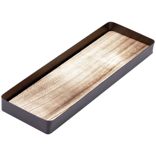 Artikel Dekotablett Metall Holz Metalltablett Holzboden 40x13x3cm