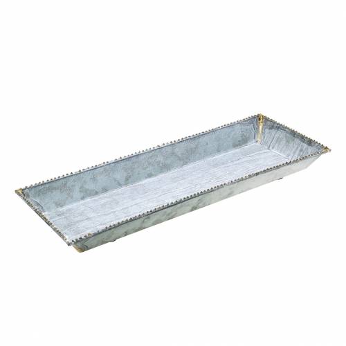 Floristik24 Weihnachts-Tablett Weiß gewaschen Zink 60×15cm