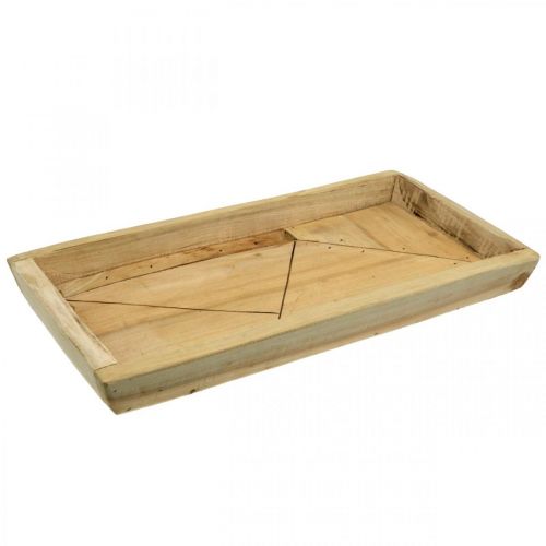 Floristik24 Tablett aus Paulownia Holz, Pflanzschale mit geometrischem Muster L45cm H4,5cm