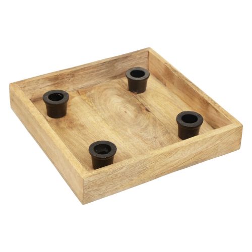 Floristik24 Kerzentablett Holz Tablett Natur Stabkerzenhalter 24,5cm