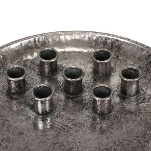 Floristik24 Kerzenteller Metall Vintage Silber Stabkerzenhalter Ø30cm