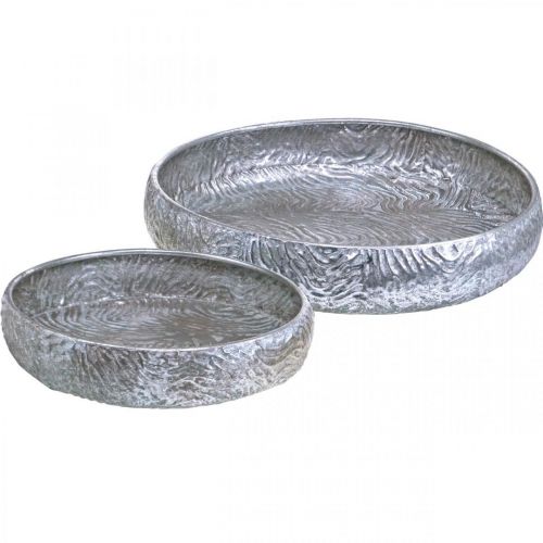 Floristik24.at Deko Schale Silber rund Antik Look Metall Ø50/38cm 2er-Set -01936