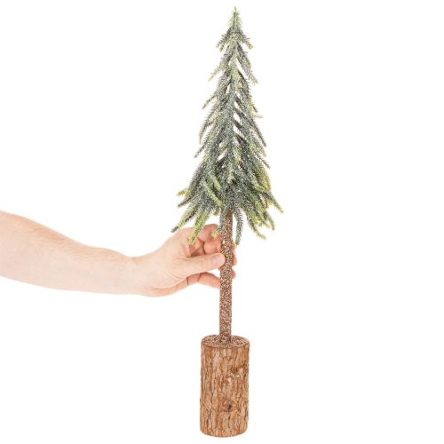 Künstlicher Tannenbaum 60cm gefrostet mit Holzsockel winterliche Dekoration | Floristik24.at