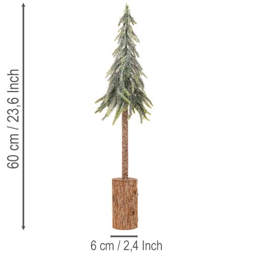 Künstlicher Tannenbaum 60cm gefrostet mit Holzsockel winterliche Dekoration | Floristik24.at