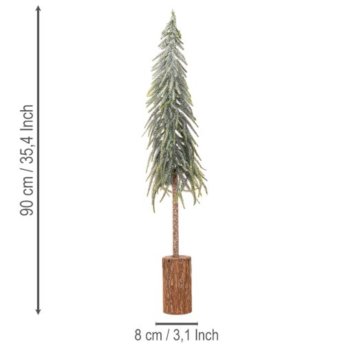 Künstlicher Tannenbaum 90 cm Gefrostet mit Holzsockel für Innen | Floristik24.at