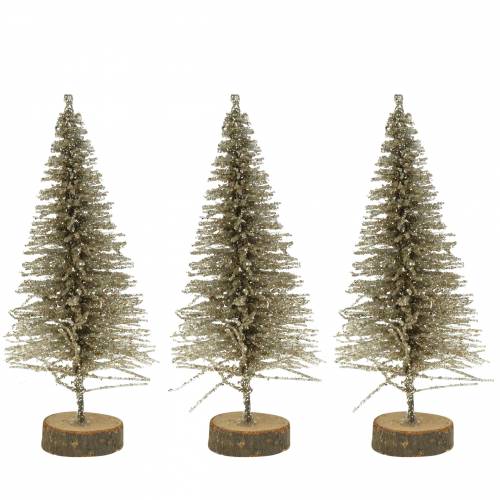 Floristik24 Deko-Tannenbaum Champagner Glitzer 8cm 24St