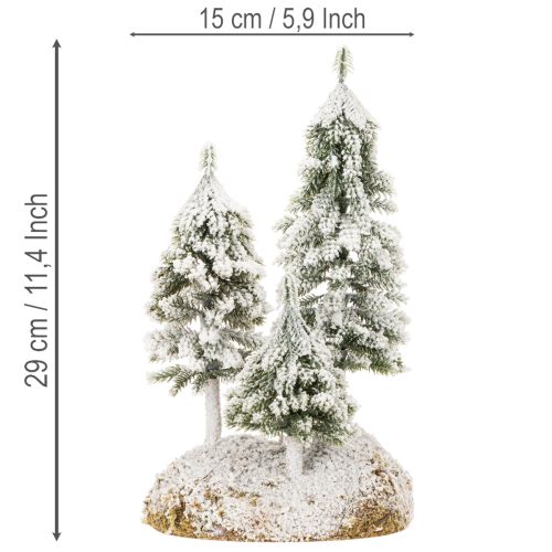 Künstliche Schneetannen 29cm auf Styroporunterlage mit Moos für Tisch- und Weihnachtsdekoration | Floristik24.at