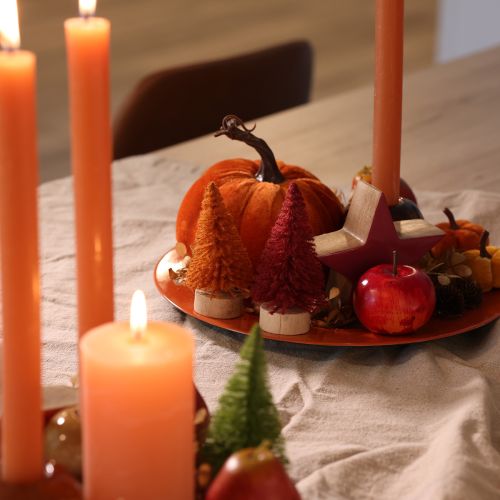 Miniatur Tannenbaum 12cm grün rot orange 6 Stück Holzsockel für Tischdeko | Floristik24.at