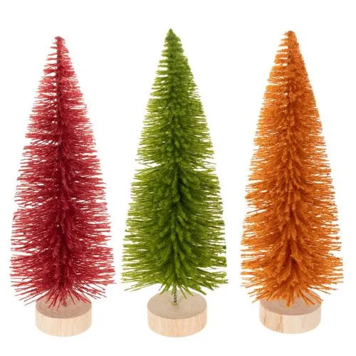 Künstliche Tannenbäume 31cm Kunststoff in Grün, Rot und Orange 3er Set bestellen | Floristik24.at