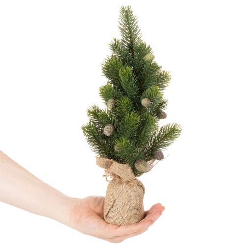 Künstlicher Mini-Weihnachtsbaum mit Jutesack, 38 cm, Grün | Floristik24.at