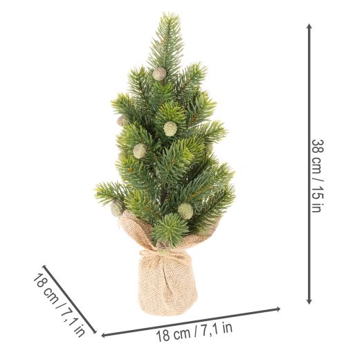 Künstlicher Mini-Weihnachtsbaum mit Jutesack, 38 cm, Grün | Floristik24.at