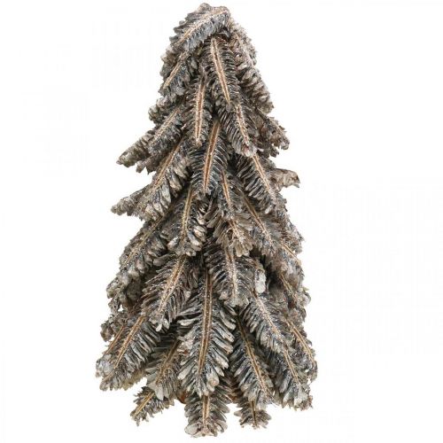 Floristik24 Tannenbaum aus Zapfen, Weihnachtsbaum beschneit, Winterdeko, Advent, Weiß gewaschen H33cm Ø20cm