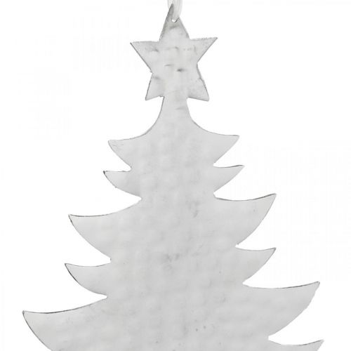 Artikel Anhänger Tannenbaum, Adventsdeko, Metalldeko für Weihnachten, Silbern 20,5×15,5cm